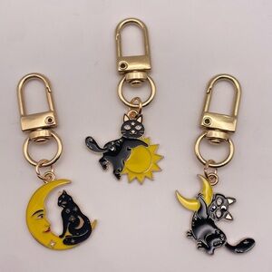 SUN + MOON KITTIES | Dainty Bag Charms | Keychains | Set of 3 (Brand New!) 🌙